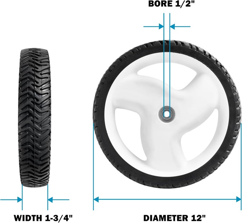 Sutmorly 105-1816 Lawn Mower Rear Wheels Fits for Toro 105-1816-A Stens 205-268, Recycler Plastic Rear Wheel 12" 20012 20016 20019, 2 pack - Image 2